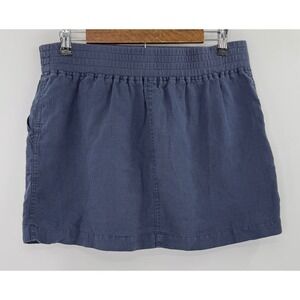 Allen Allen Women's Blue Linen‎ Blend Mini Skirt Elastic Waist Size L